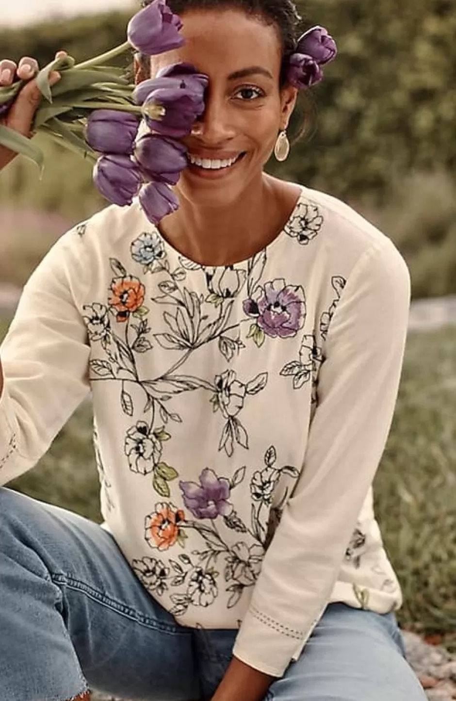 J.Jill Botanical Gardens Embroidered Top | Jjill | Women Shirts & Blouses