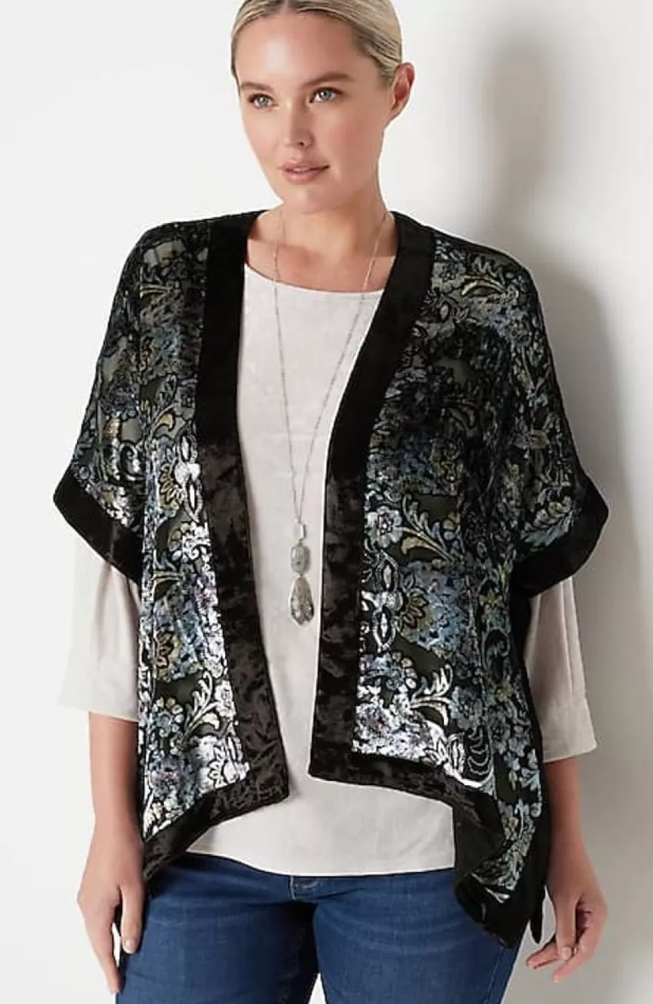 J.Jill Burnout Velvet Ruana | Jjill | Women Ponchos, Ruanas & Scarves