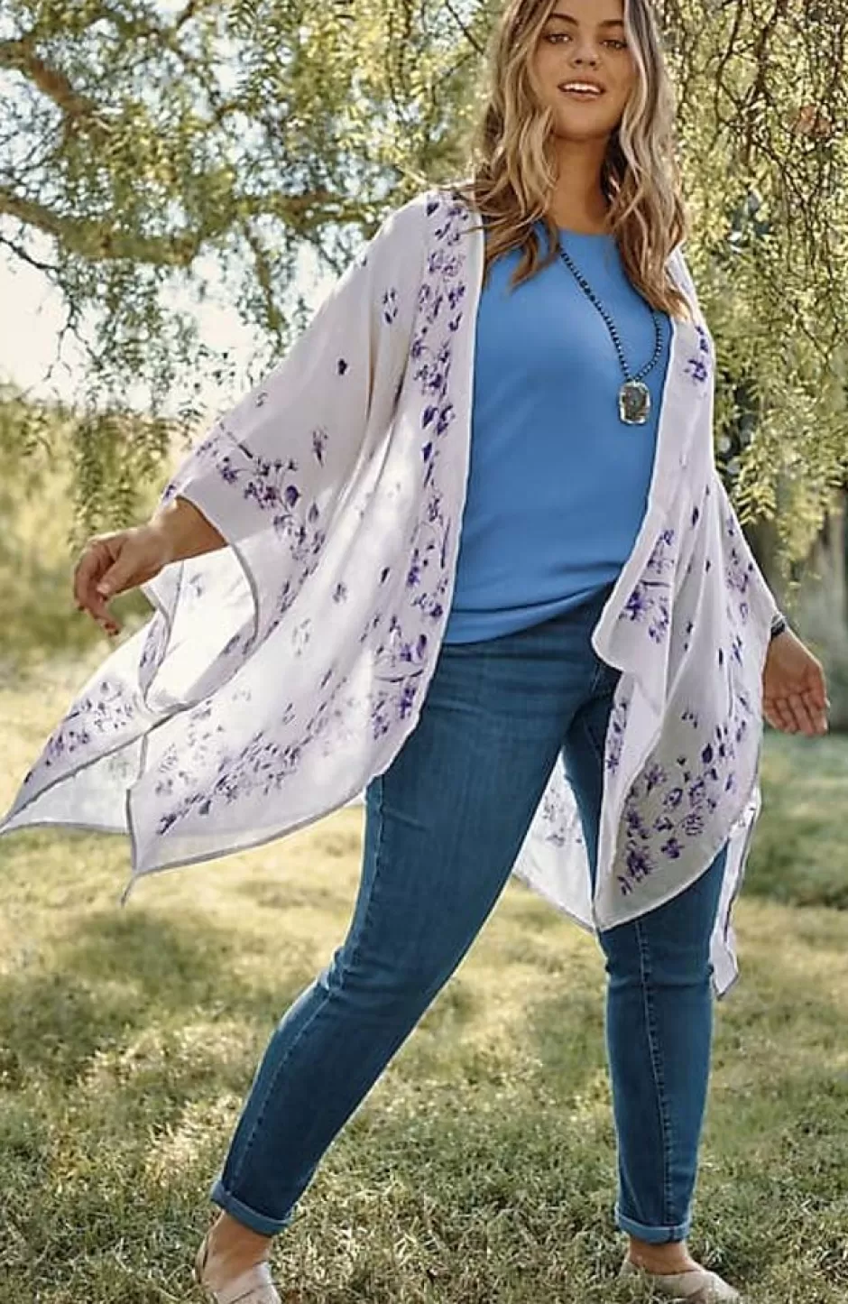 J.Jill Butterfly-Printed Ruana | Jjill | Women Ponchos, Ruanas & Scarves