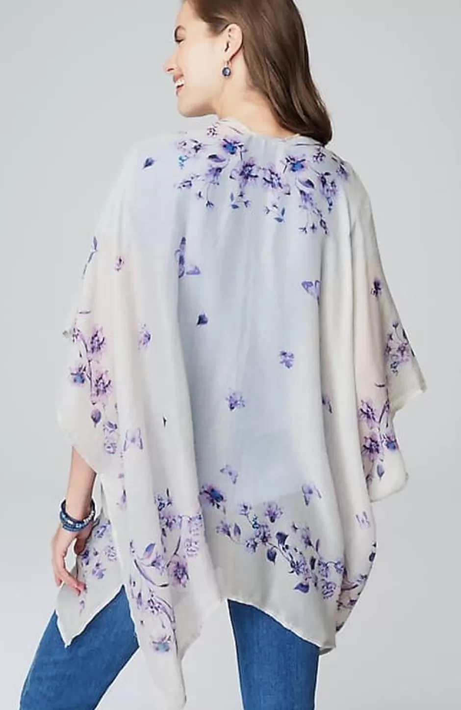 J.Jill Butterfly-Printed Ruana | Jjill | Women Ponchos, Ruanas & Scarves