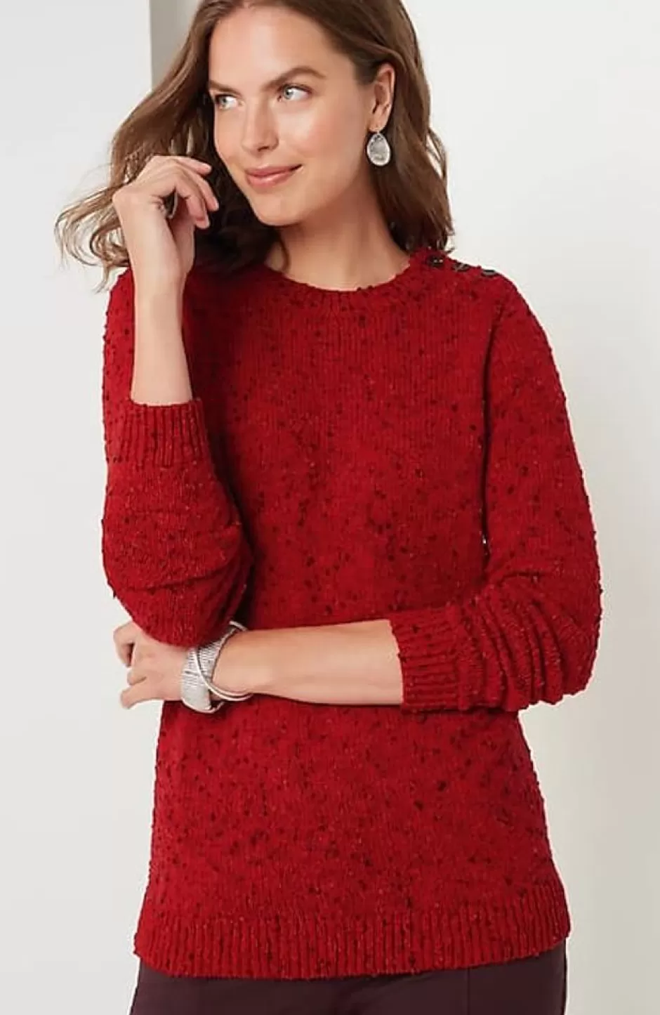 J.Jill Buttoned-Shoulder Pullover Sweater | Jjill | Women Sweaters