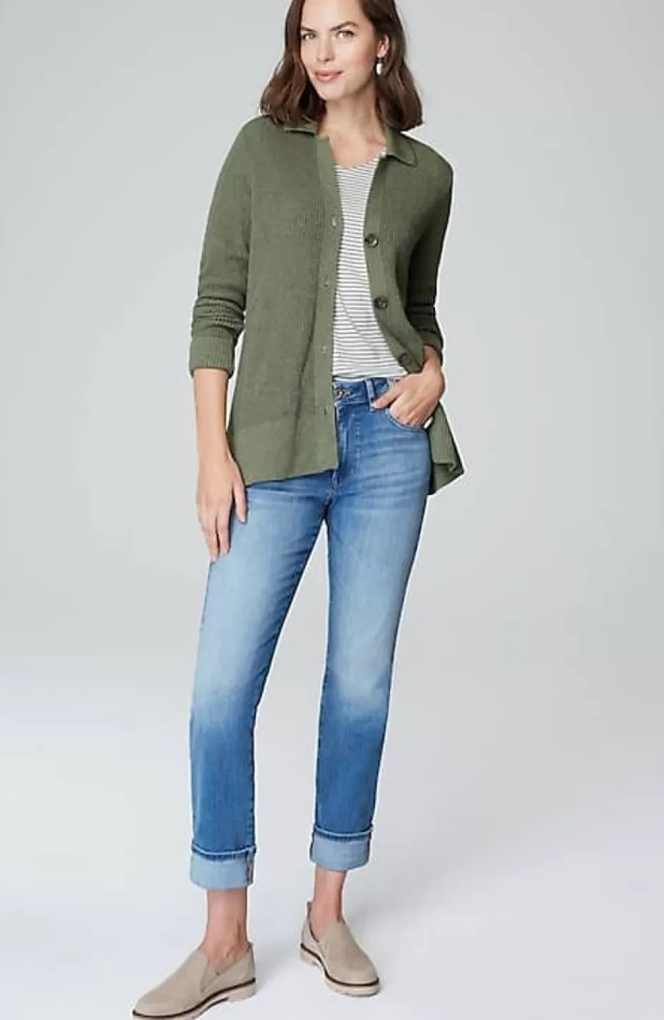 J.Jill Collared Button-Front Textured Cardi | Jjill | Women Sweaters