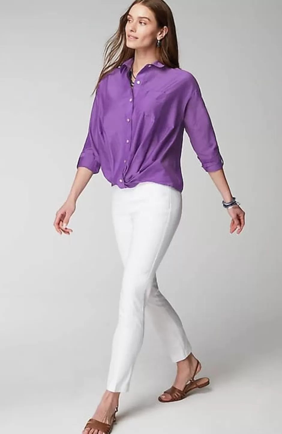 J.Jill Cotton-Silk Twist-Front Top | Jjill | Women Shirts & Blouses