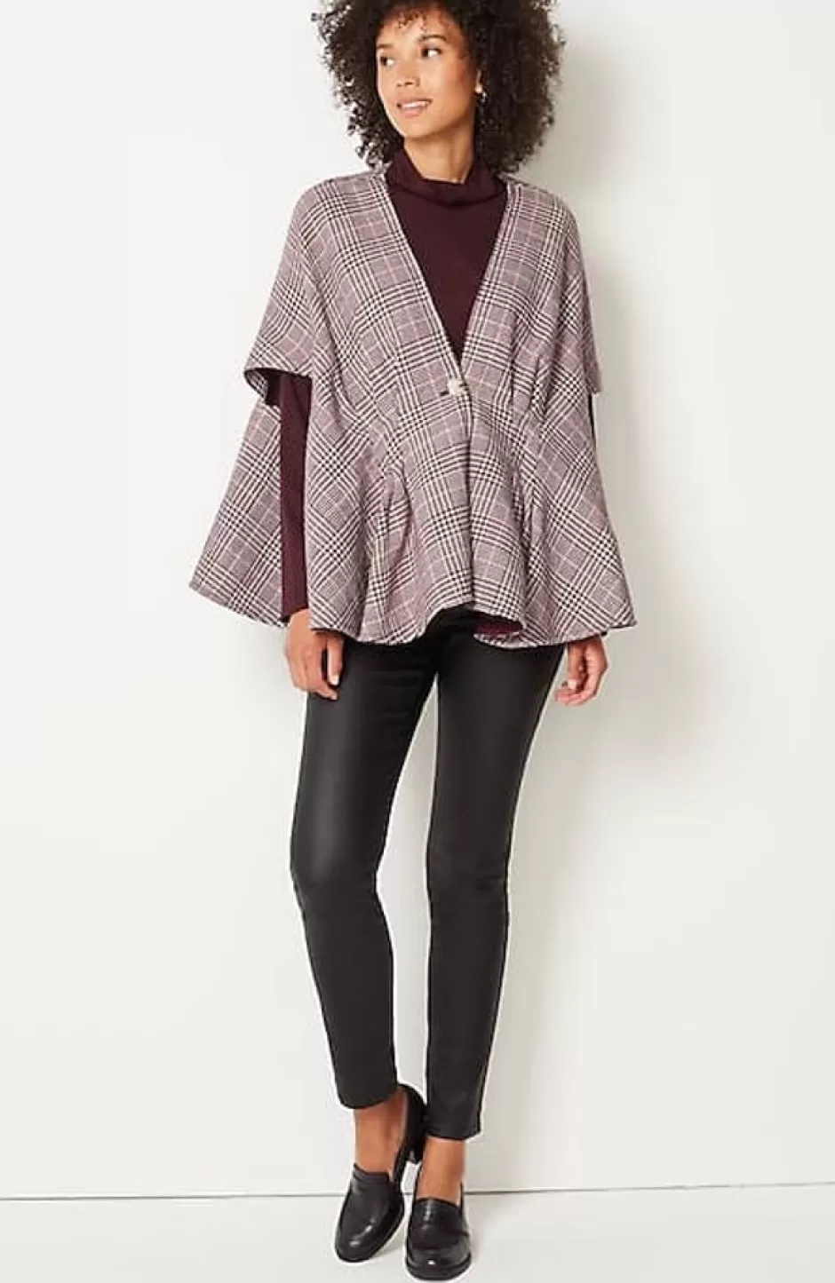 J.Jill Darted Plaid Peplum Cape | Jjill | Women Ponchos, Ruanas & Scarves