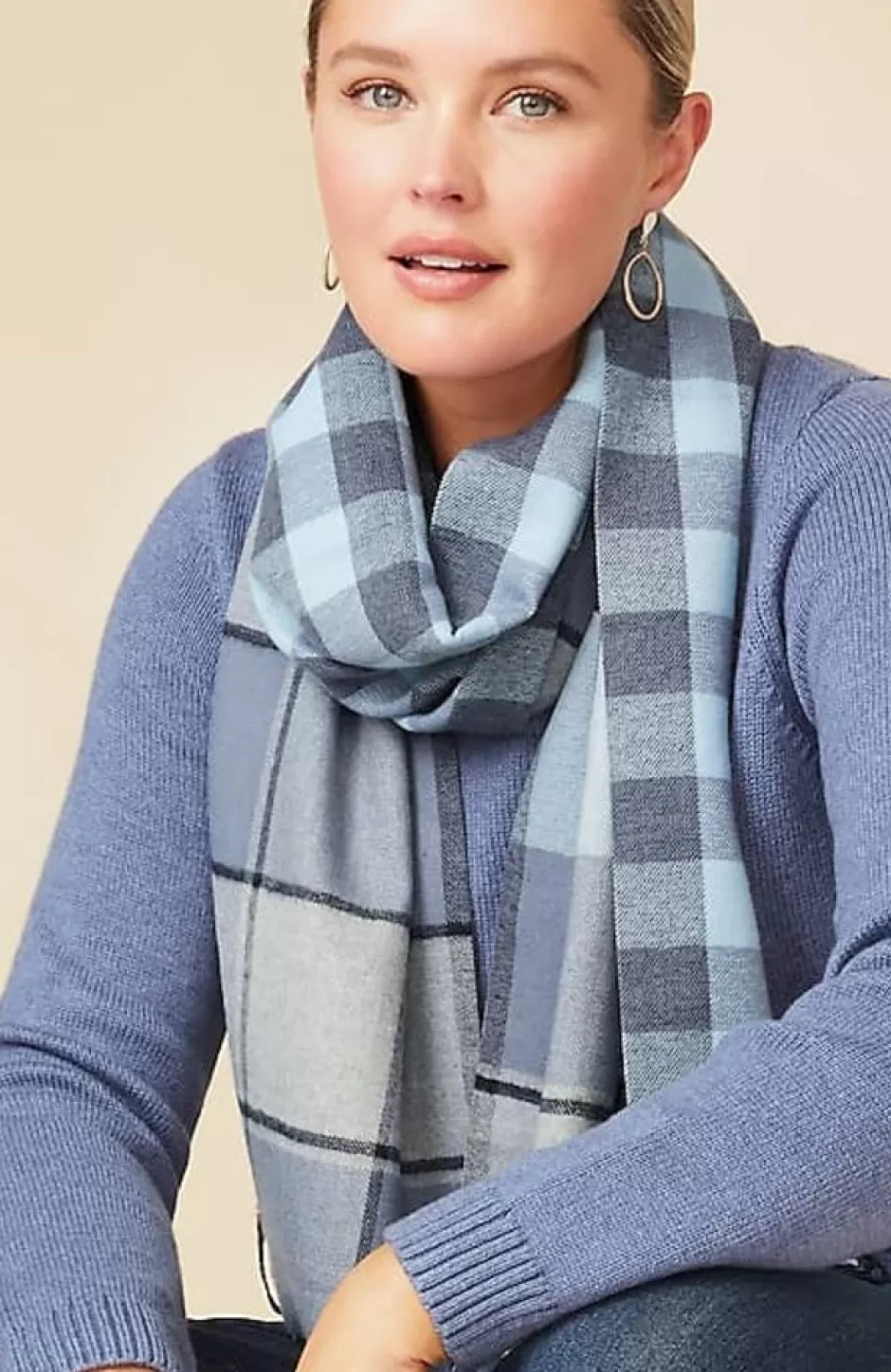 J.Jill Double-Face Reversible Plaid Mix Scarf | Jjill | Women Ponchos, Ruanas & Scarves