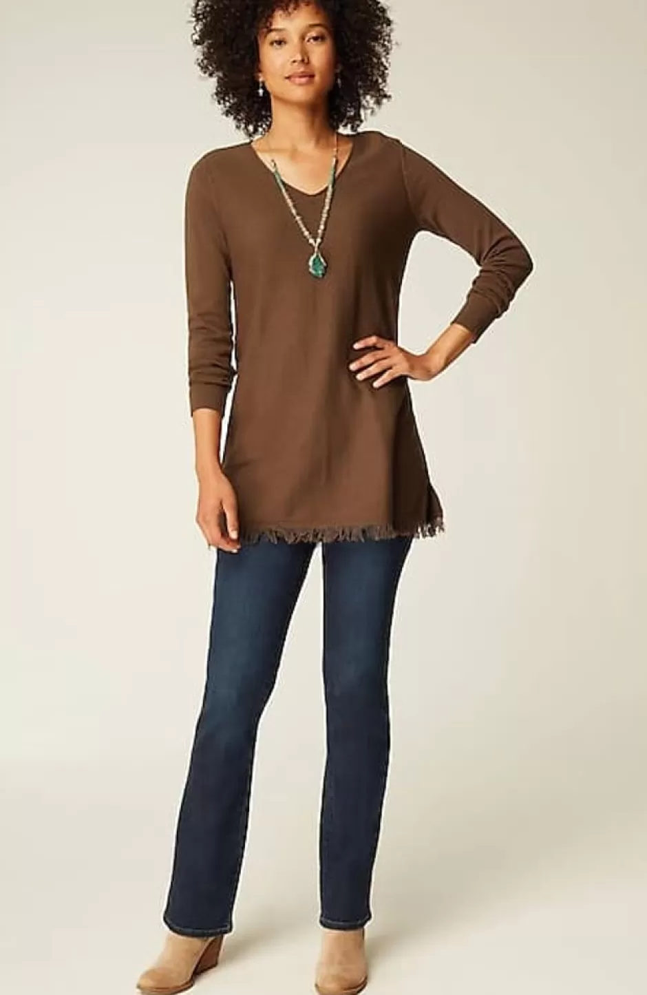 J.Jill Easy Fringed-Hem V-Neck Tunic | Jjill | Women Tunics