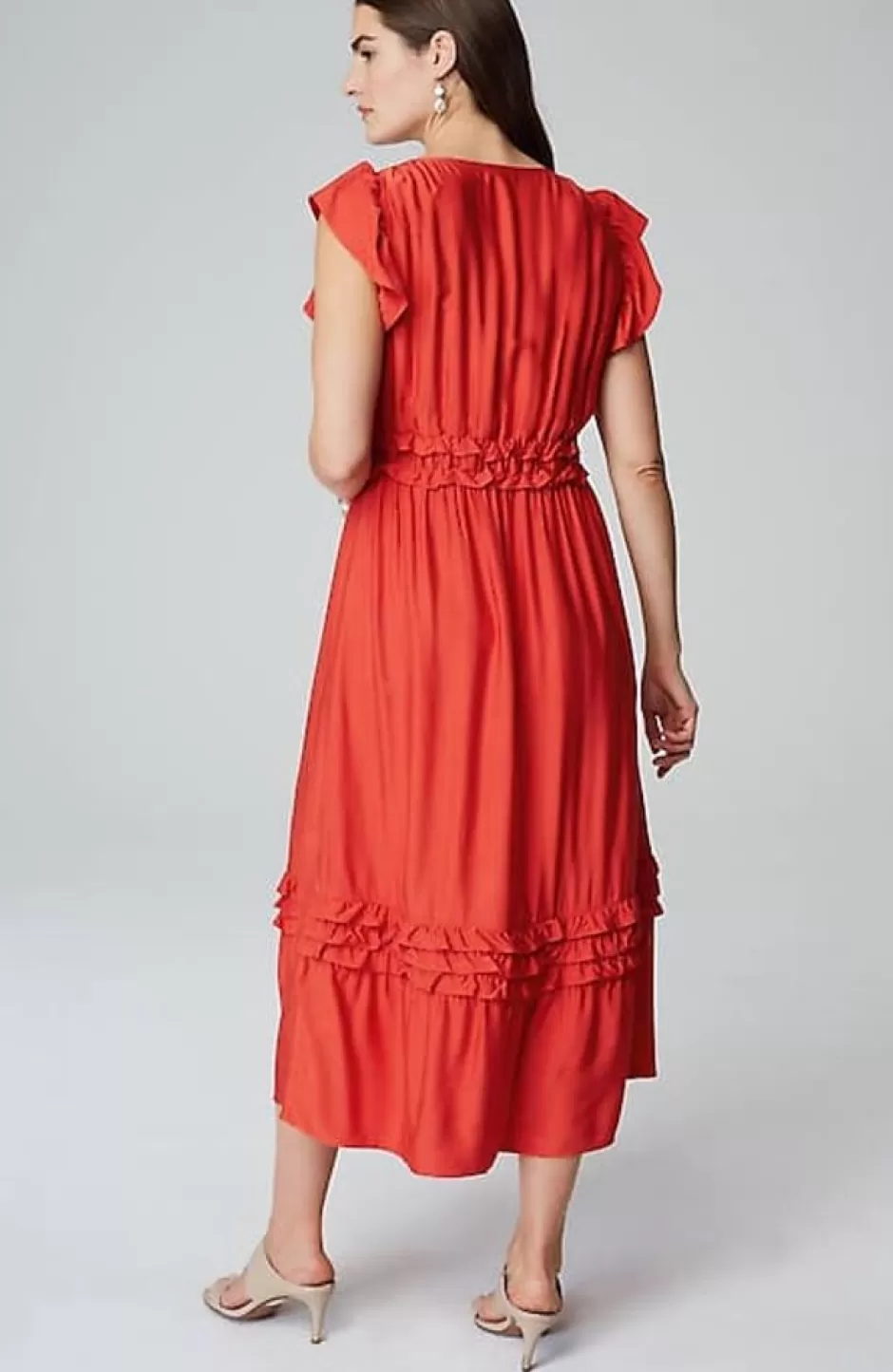 J.Jill Elevated Ruffle-Trimmed Midi Dress | Jjill | Women Dresses