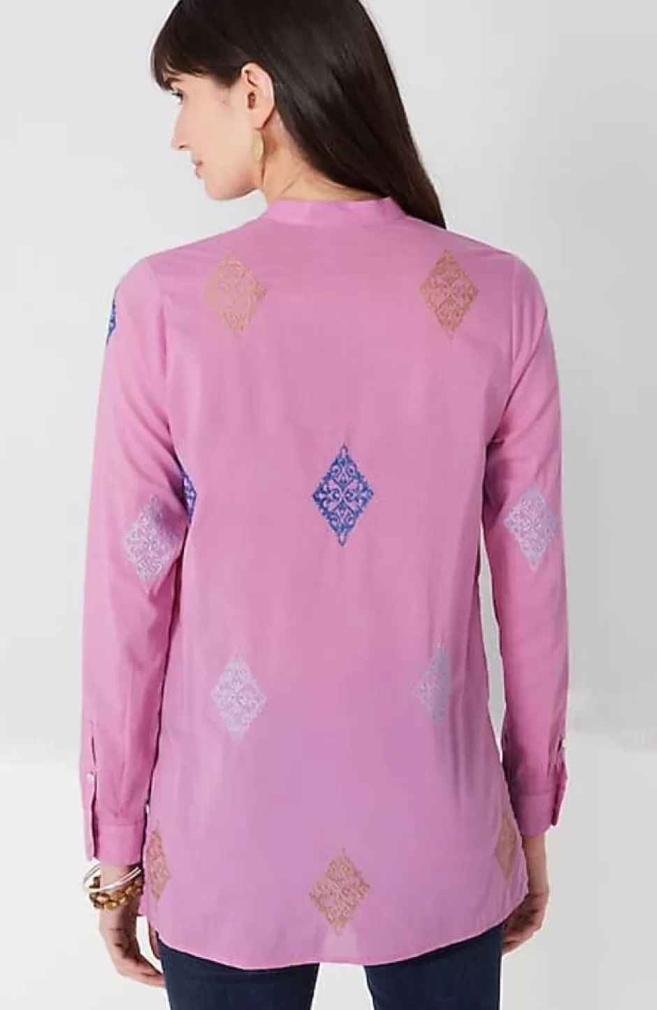 J.Jill Embroidered Button-Front Tunic | Jjill | Women Shirts & Blouses