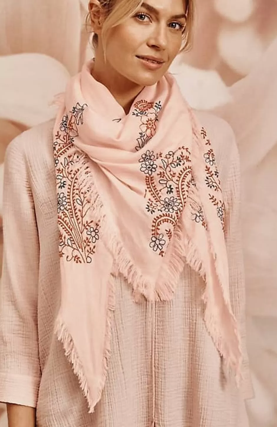 J.Jill Embroidered Triangle Scarf | Jjill | Women Ponchos, Ruanas & Scarves