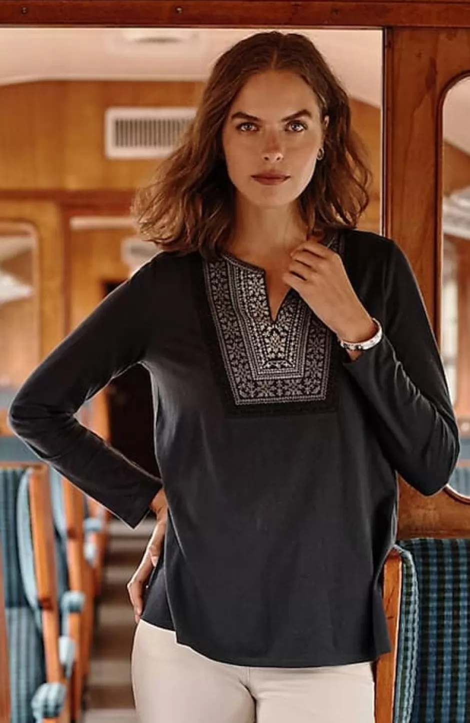 J.Jill Fair Isle Embroidered Top | Jjill | Women Tops & Tees