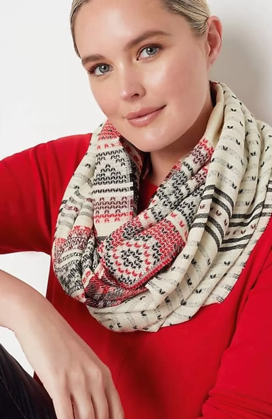 J.Jill Fair Isle Jacquard Infinity Scarf | Jjill | Women Ponchos, Ruanas & Scarves