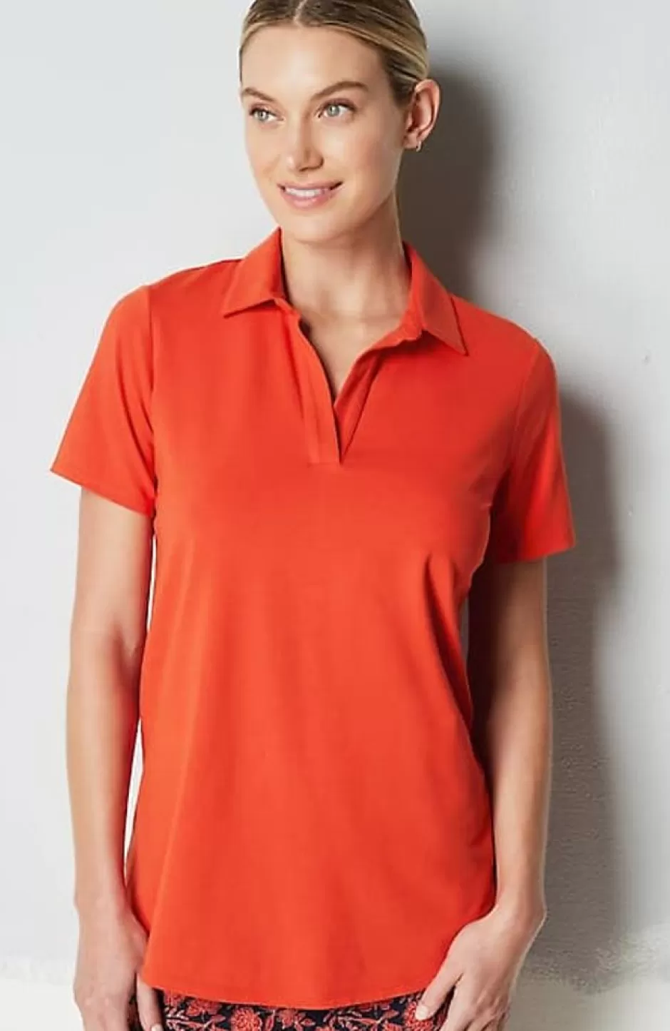 J.Jill Fit Cotton-Stretch Polo Shirt | Jjill | Women Tops & Tees