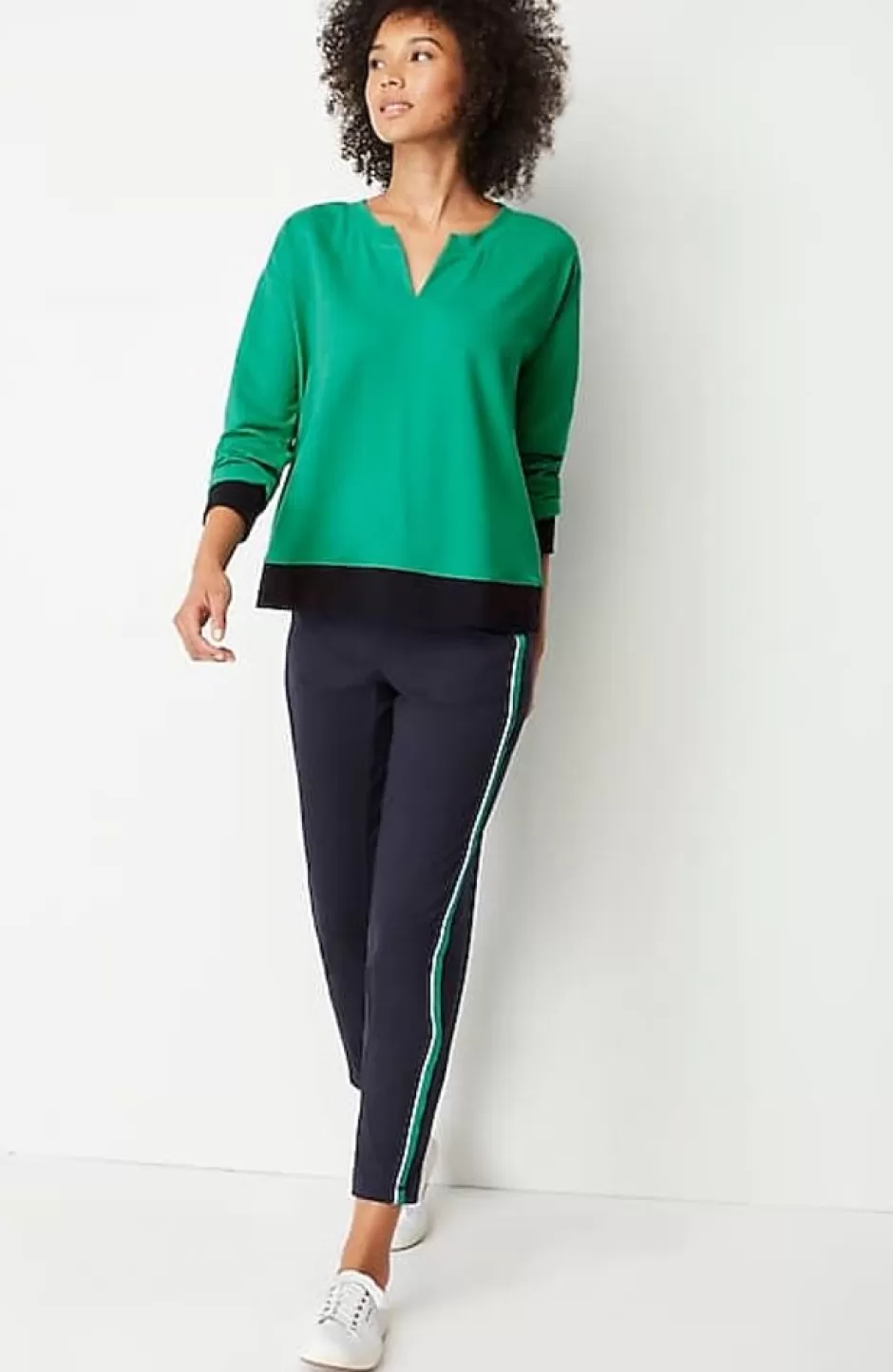 J.Jill Fit Elevate Terry Split-Neck Sweatshirt | Jjill | Women Tops & Tees