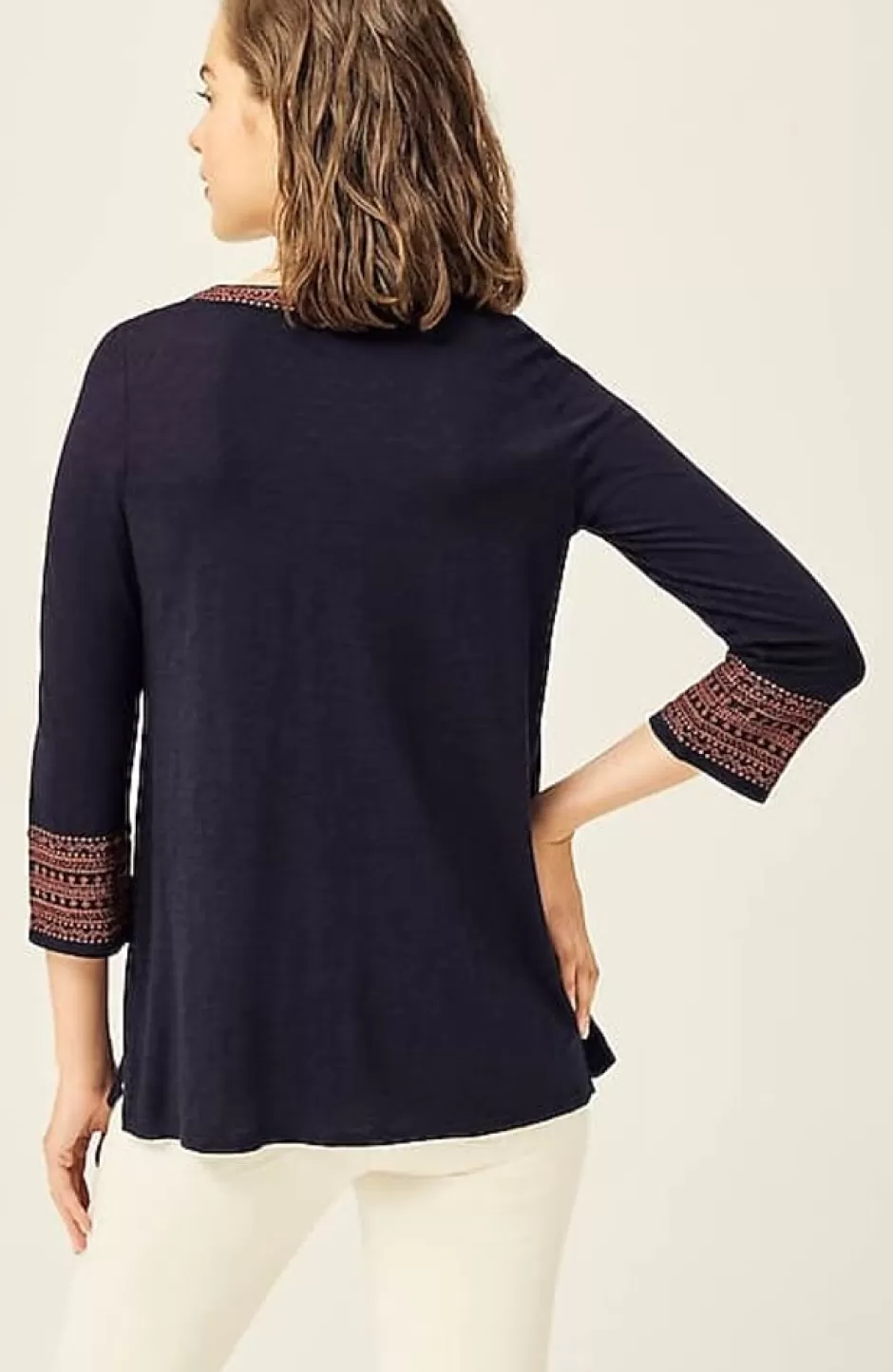 J.Jill Geometrically Embroidered V-Neck Tunic | Jjill | Women Tops & Tees