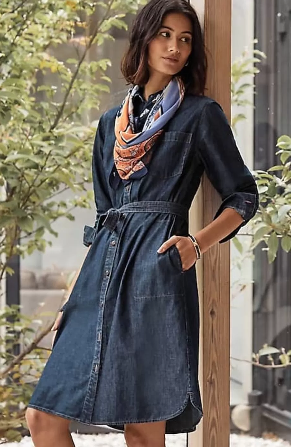 J.Jill Indigo Belted Shirtdress | Jjill | Women Dresses