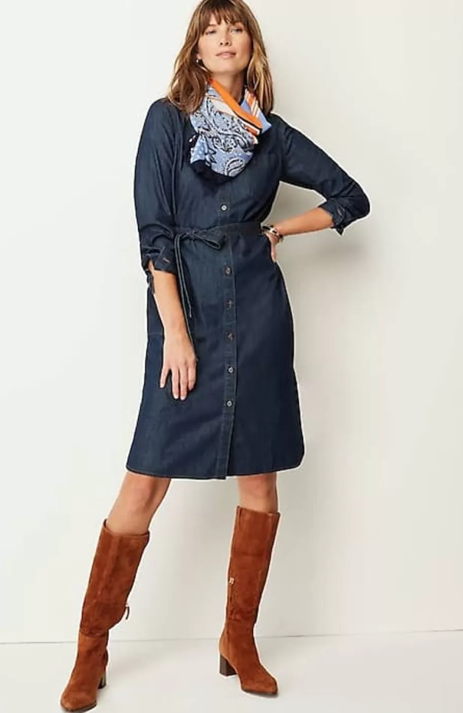 J.Jill Indigo Belted Shirtdress | Jjill | Women Dresses