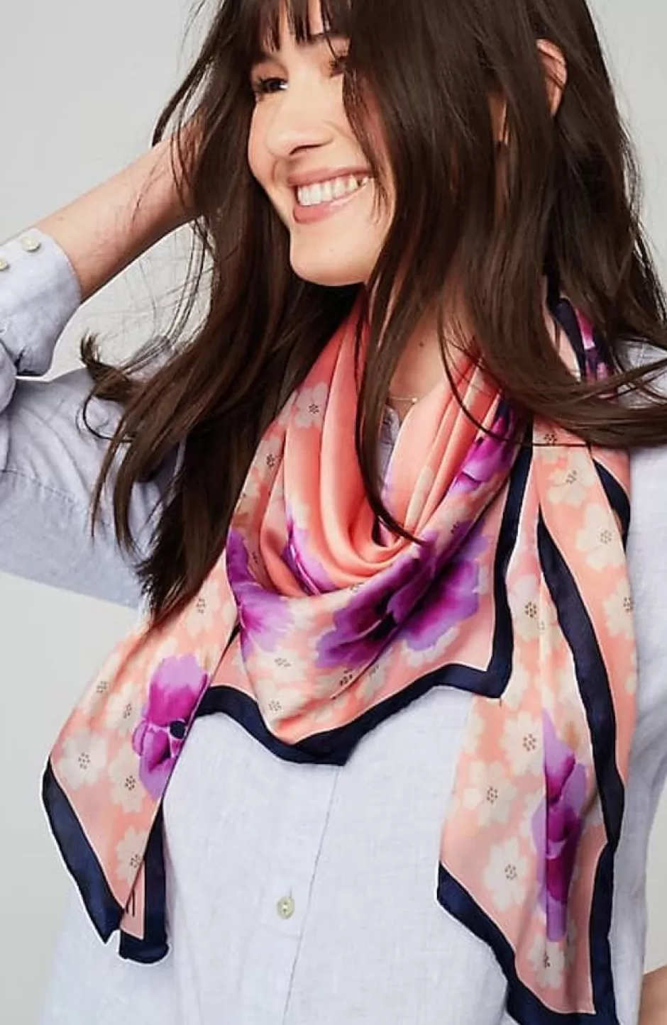 J.Jill Layered Floral Square Scarf | Jjill | Women Ponchos, Ruanas & Scarves