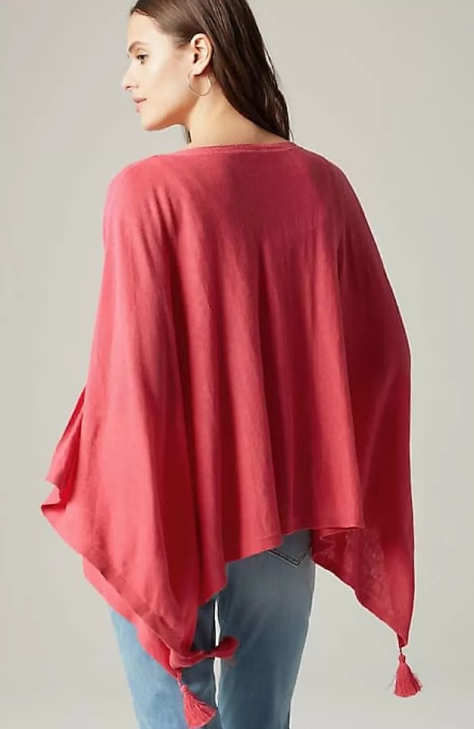 J.Jill Linen-Blend Tasseled Poncho | Jjill | Women Ponchos, Ruanas & Scarves