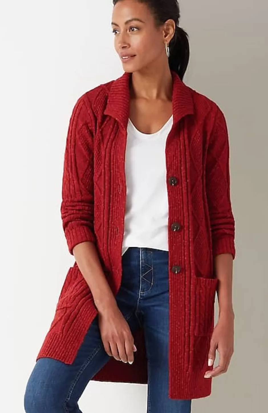 J.Jill Long Cabled Cardi | Jjill | Women Sweaters