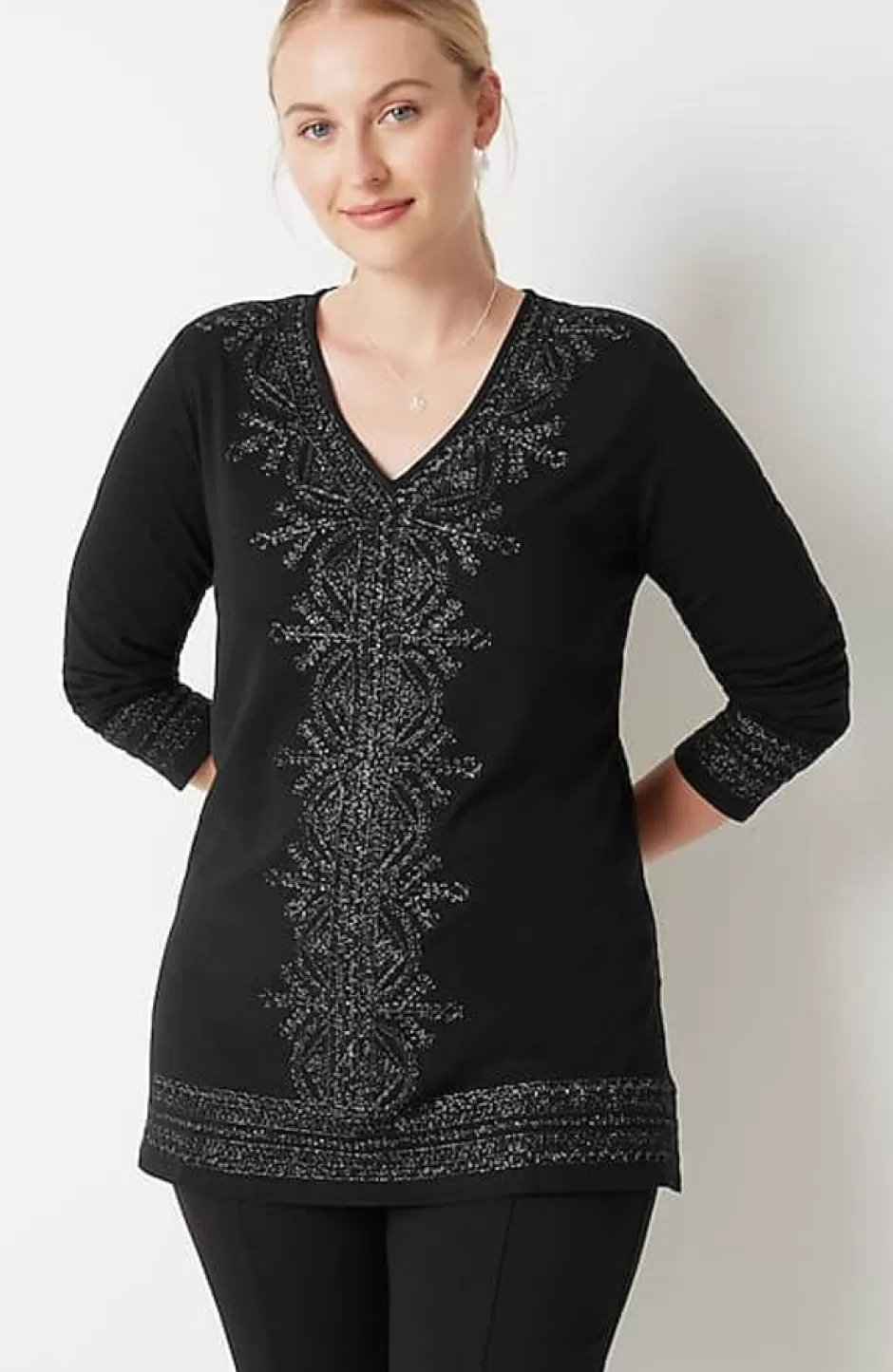 J.Jill Metallic-Embroidered Tunic | Jjill | Women Tops & Tees