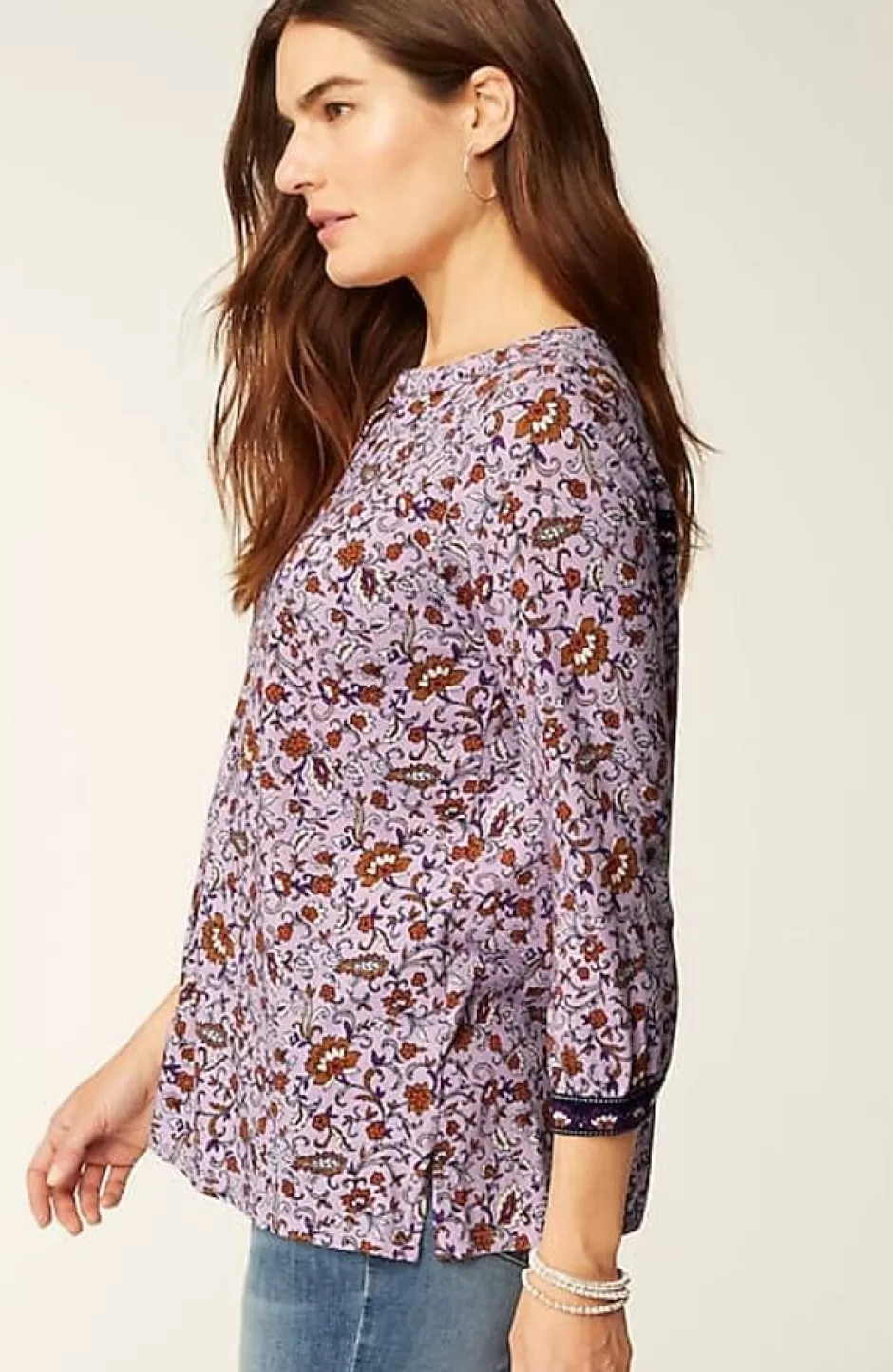 J.Jill Mixed-Florals Border-Printed Top | Jjill | Women Tops & Tees