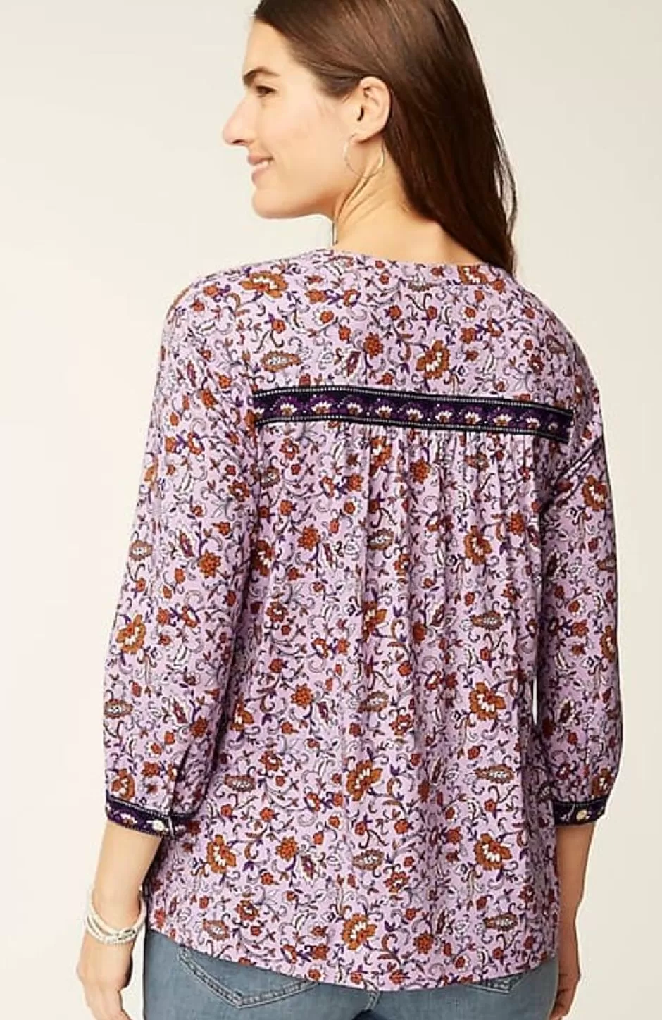 J.Jill Mixed-Florals Border-Printed Top | Jjill | Women Tops & Tees