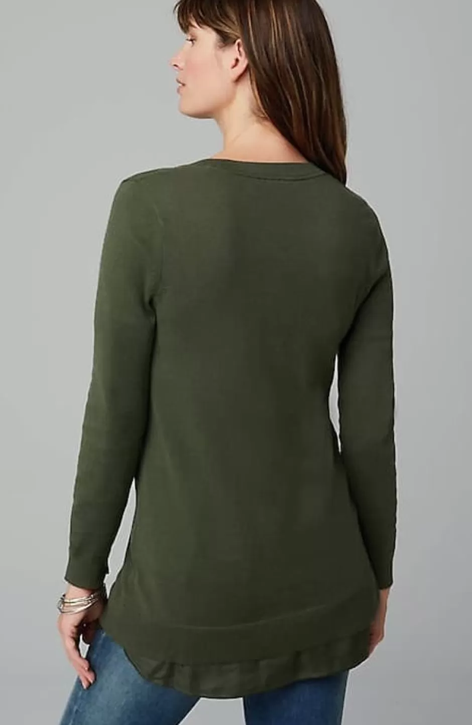 J.Jill Mixed-Media Layered V-Neck Sweater | Jjill | Women Sweaters