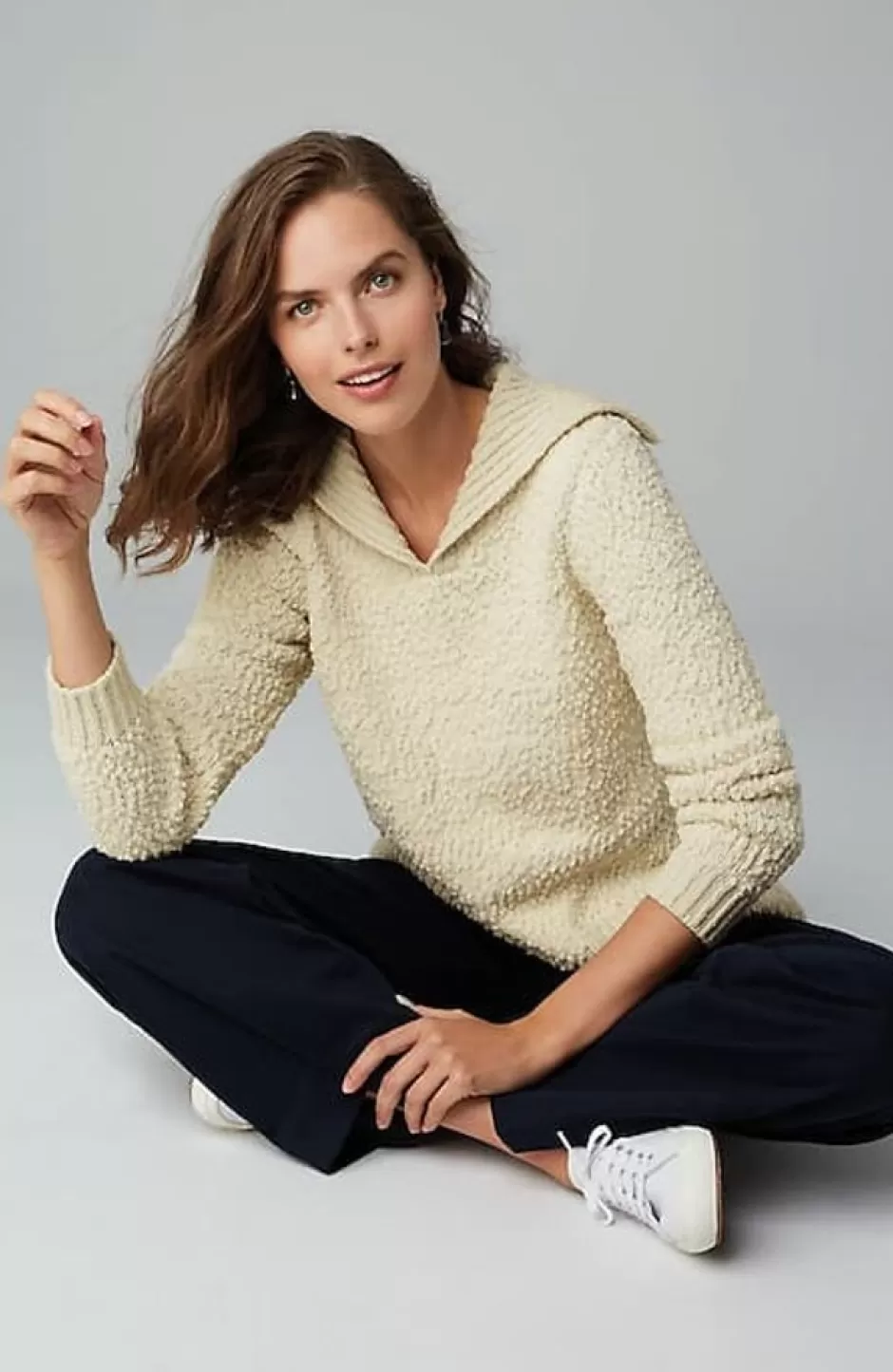 J.Jill Mixed-Textures Collared Sweater | Jjill | Women Sweaters