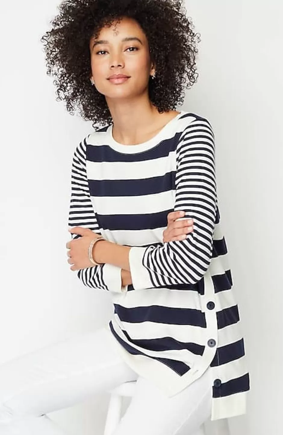 J.Jill Organically Grown Cotton Button-Seamed Tunic | Jjill | Women Tops & Tees