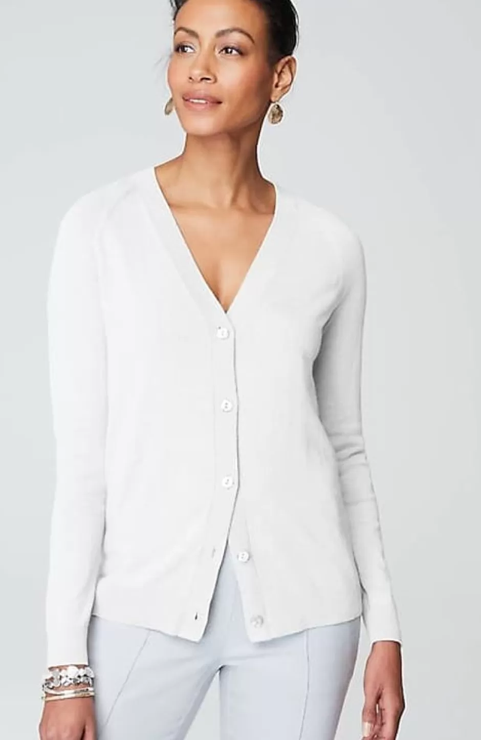 J.Jill Organically Grown Cotton V-Neck Cardi | Jjill | Women Sweaters