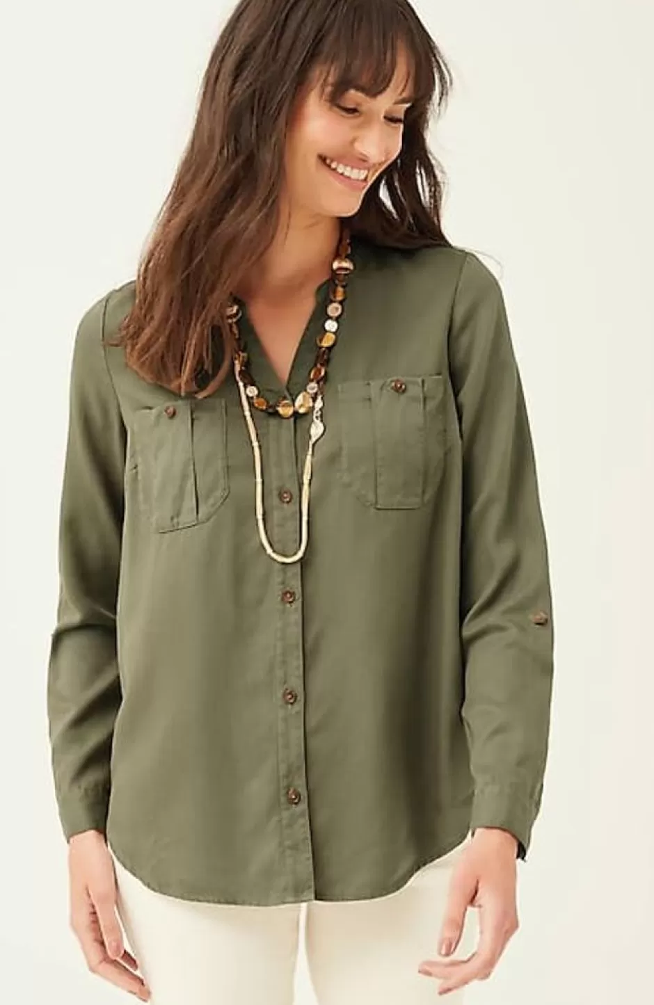 J.Jill Overdyed Button-Front Camp Shirt | Jjill | Women Shirts & Blouses