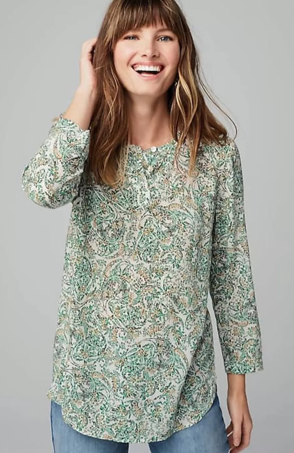 J.Jill Paisley Henley Top | Jjill | Women Shirts & Blouses