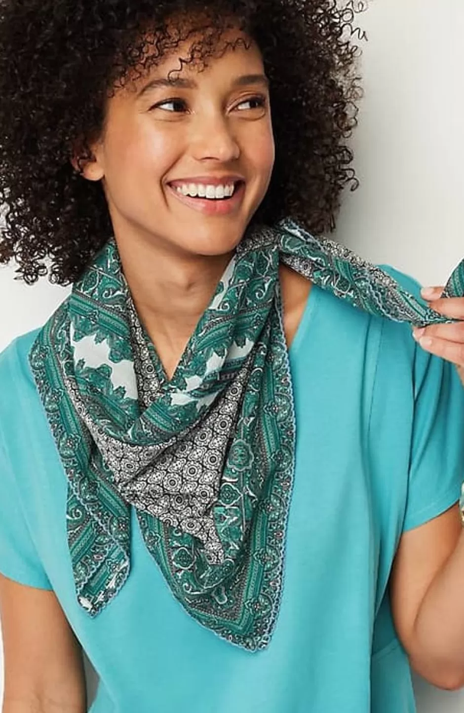 J.Jill Patchwork-Printed Square Scarf | Jjill | Women Ponchos, Ruanas & Scarves