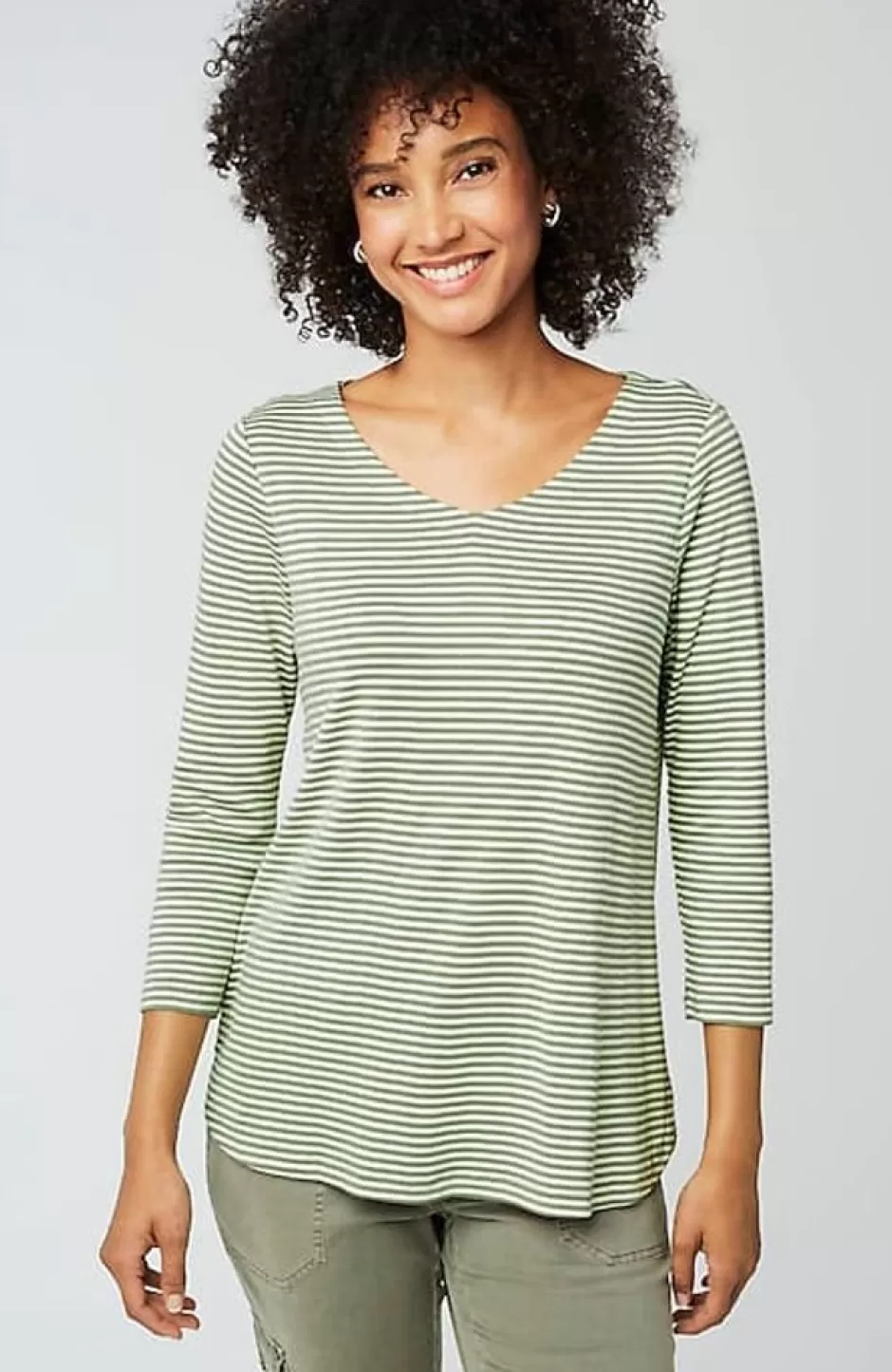 J.Jill Pima 3/4-Sleeve V-Neck Tee | Jjill | Women Tops & Tees