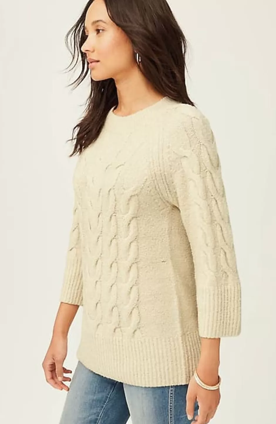 J.Jill Placed-Cable Crew-Neck Sweater | Jjill | Women Sweaters