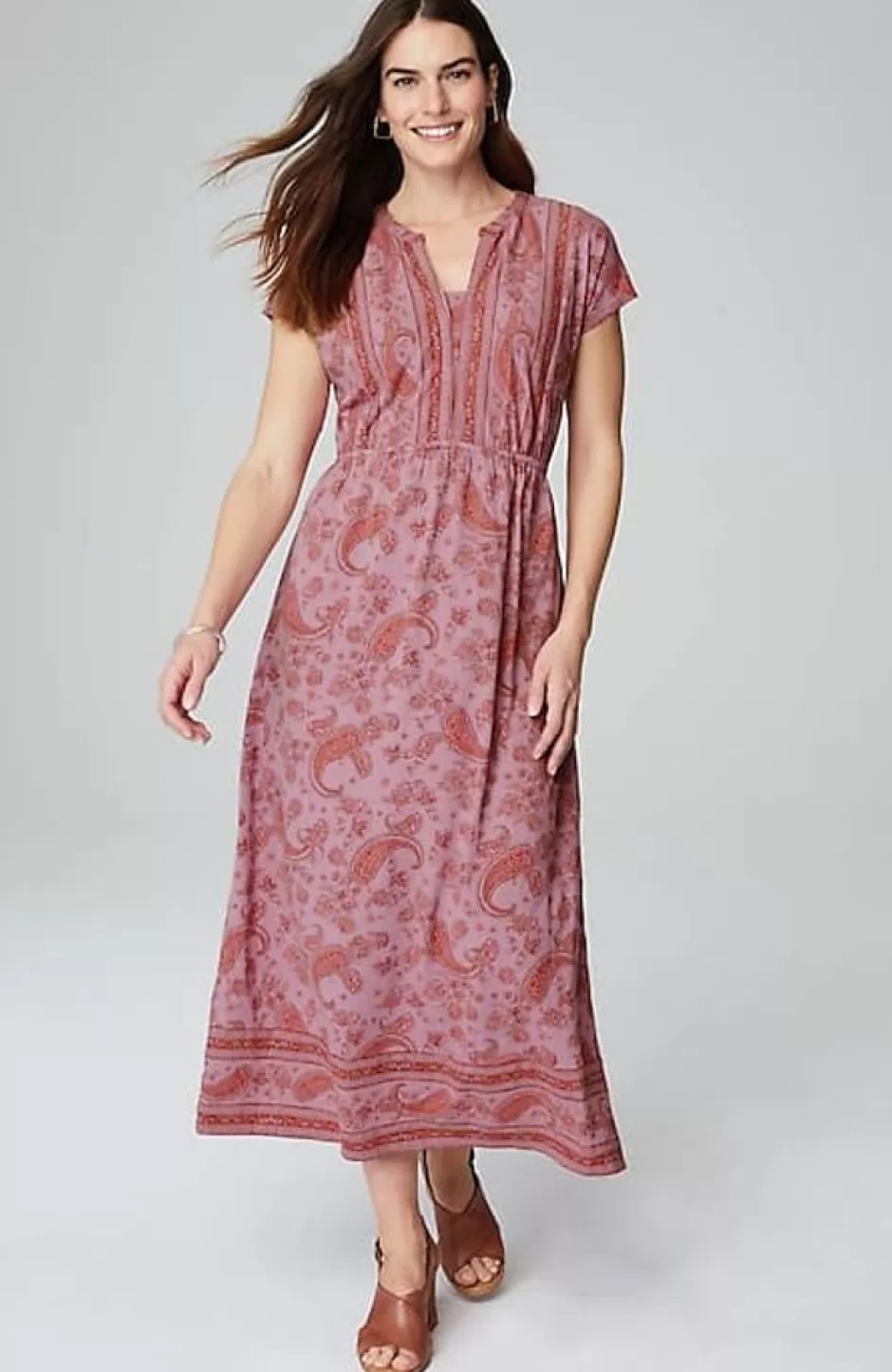 J.Jill Pure Jill Border-Print Maxi Dress | Jjill | Women Dresses