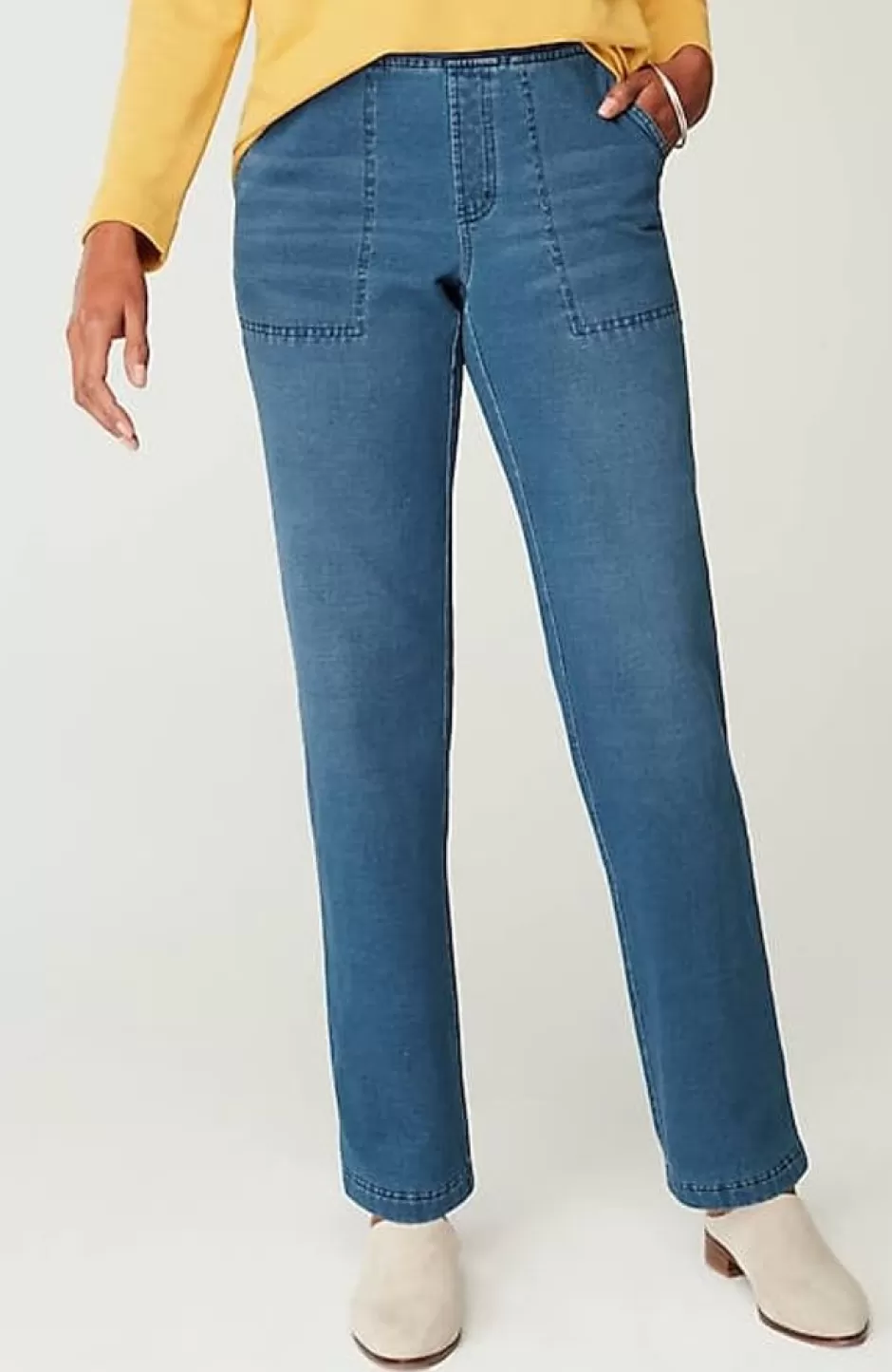 J.Jill Pure Jill Brushed-Back Indigo Pants | Jjill | Women Pants & Jeans