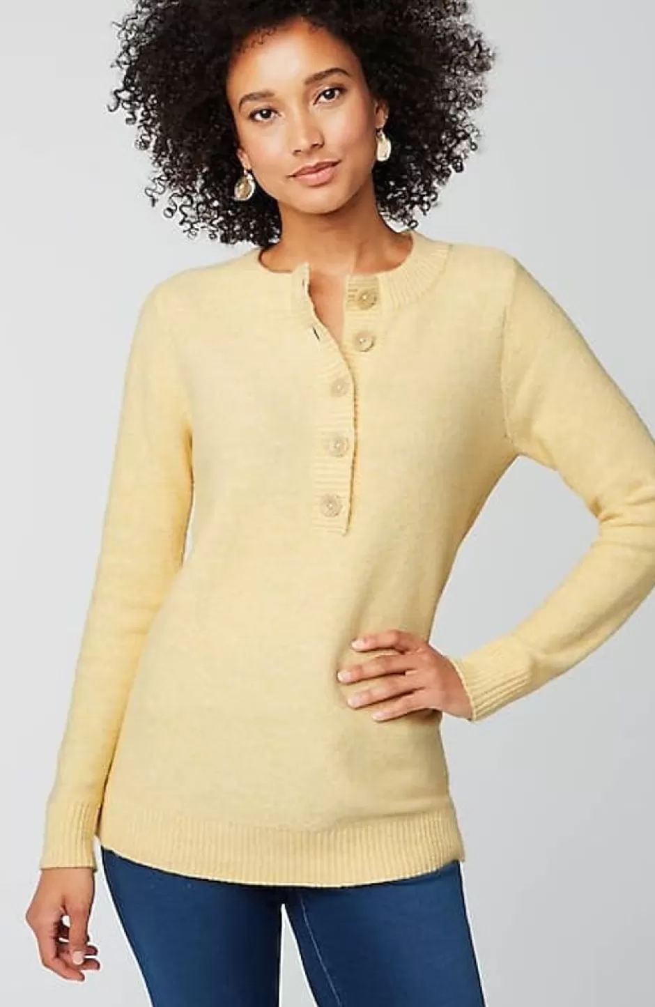 J.Jill Pure Jill Button-Front Crew-Neck Sweater | Jjill | Women Sweaters