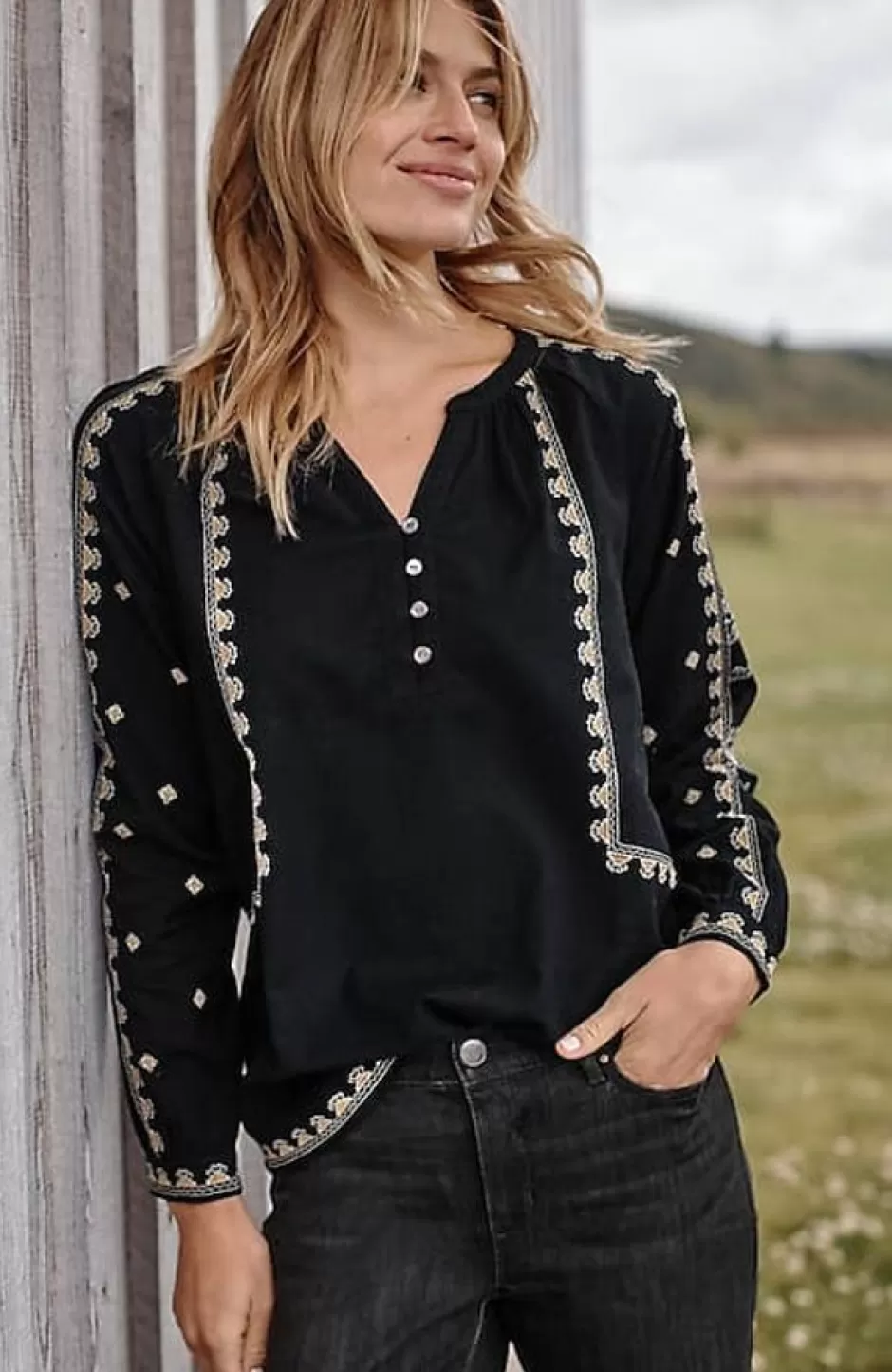 J.Jill Pure Jill Embroidered Popover Top | Jjill | Women Shirts & Blouses