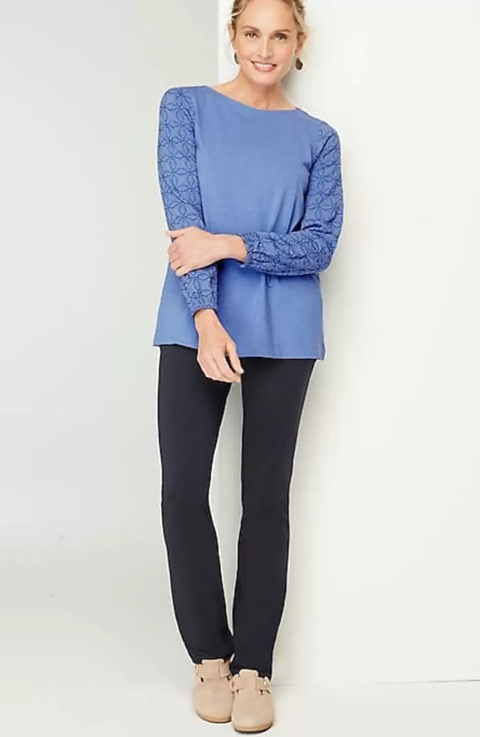 J.Jill Pure Jill Embroidered-Sleeve Boat-Neck Top | Jjill | Women Tops & Tees