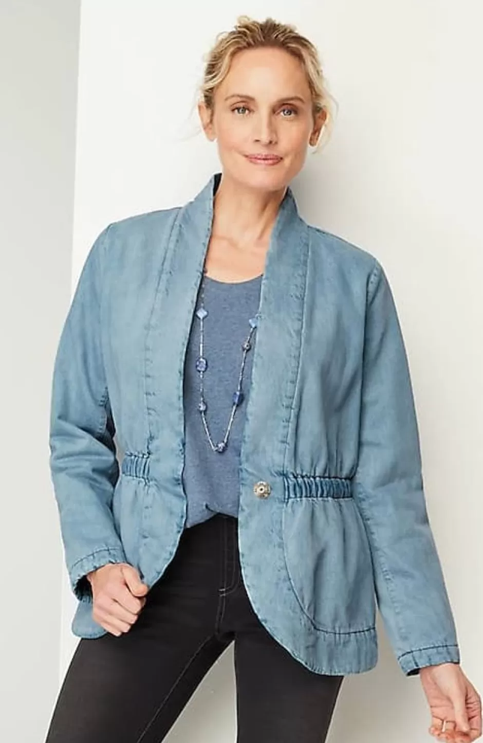 J.Jill Pure Jill Indigo Curved-Hem Jacket | Jjill | Women Jackets & Coats