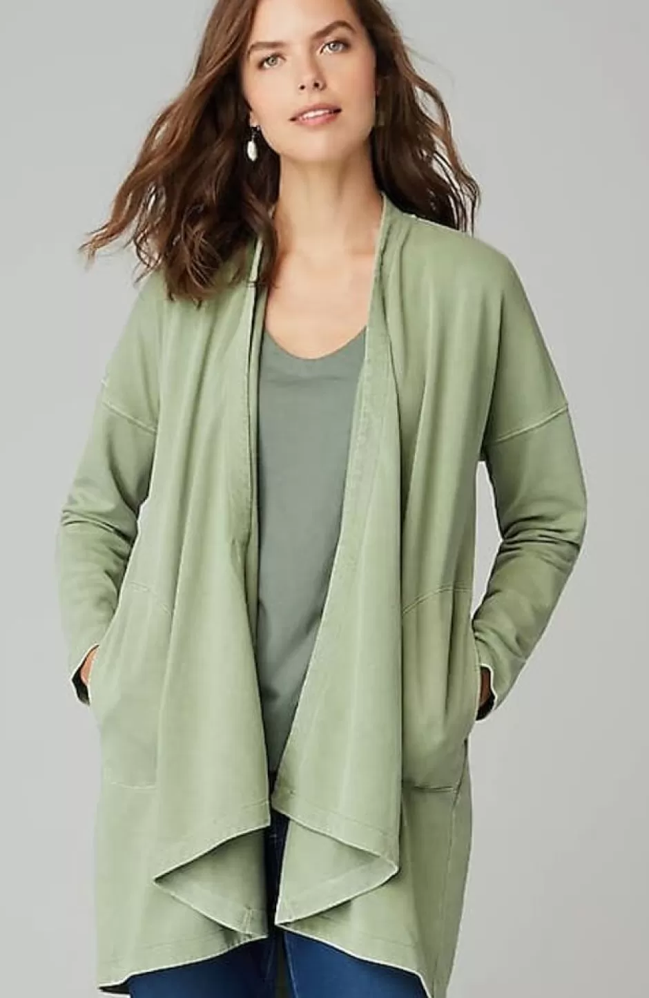 J.Jill Pure Jill Mineral-Dyed Draped-Front Jacket | Jjill | Women Jackets & Coats