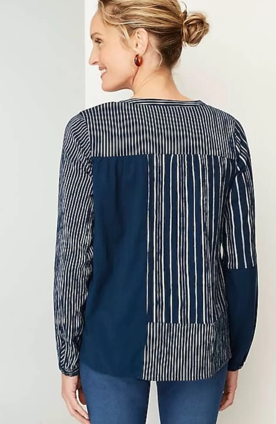 J.Jill Pure Jill Mixed-Stripes Crinkle Top | Jjill | Women Shirts & Blouses