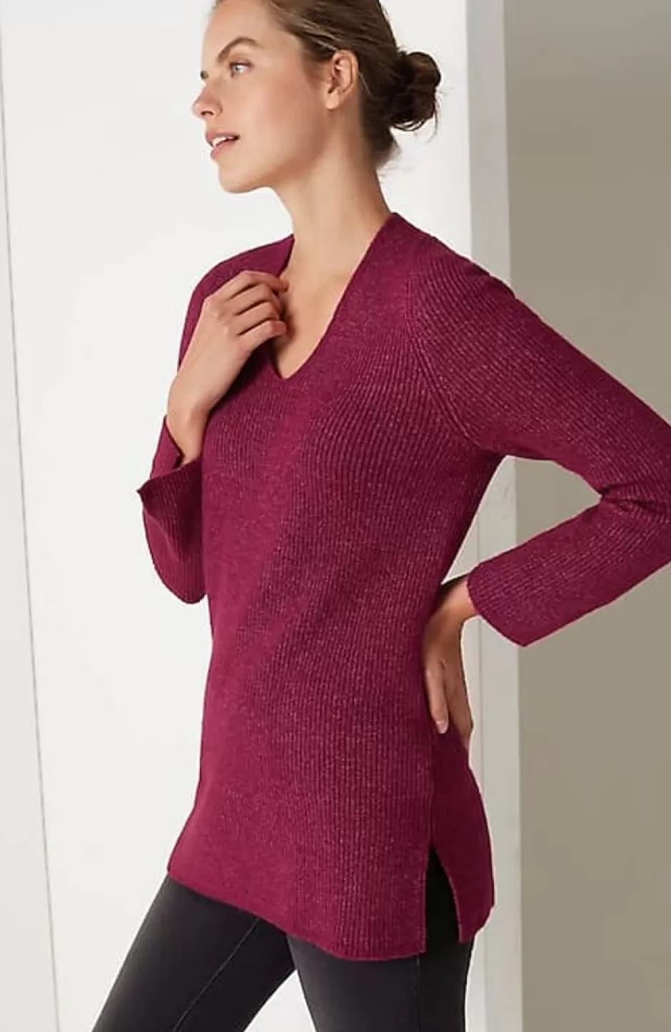 J.Jill Pure Jill Rib-Textured V-Neck Sweater Tunic | Jjill | Women Tunics