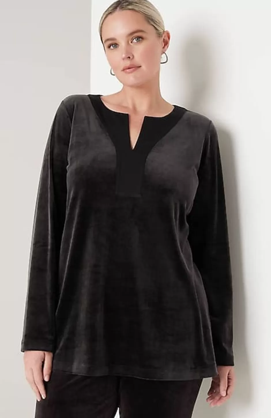 J.Jill Pure Jill Satin-Neckline Velour Tunic | Jjill | Women Tops & Tees