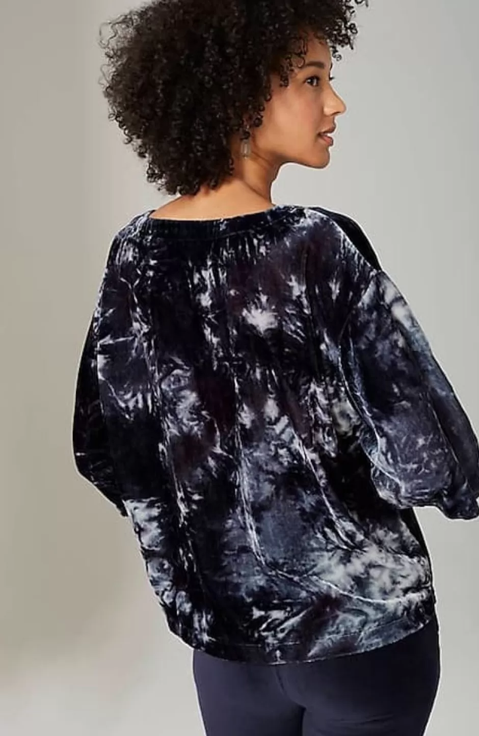 J.Jill Pure Jill Tie-Dyed Velvet Square-Sleeve Top | Jjill | Women Shirts & Blouses