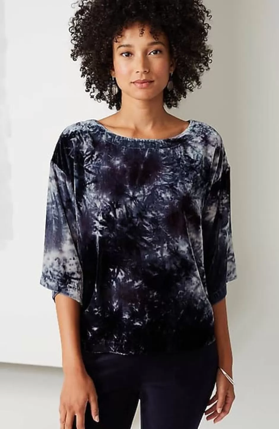 J.Jill Pure Jill Tie-Dyed Velvet Square-Sleeve Top | Jjill | Women Shirts & Blouses