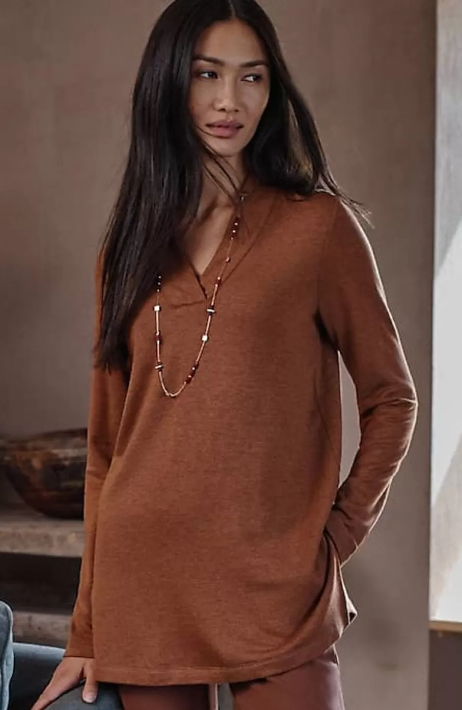 J.Jill Pure Jill Tranquility Fleece V-Neck Tunic | Jjill | Women Tops & Tees