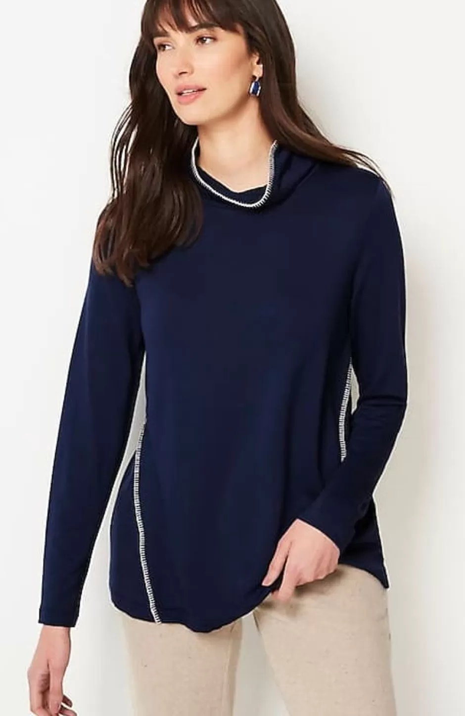 J.Jill Pure Jill Tranquility Fleece Whipstitched Top | Jjill | Women Tops & Tees