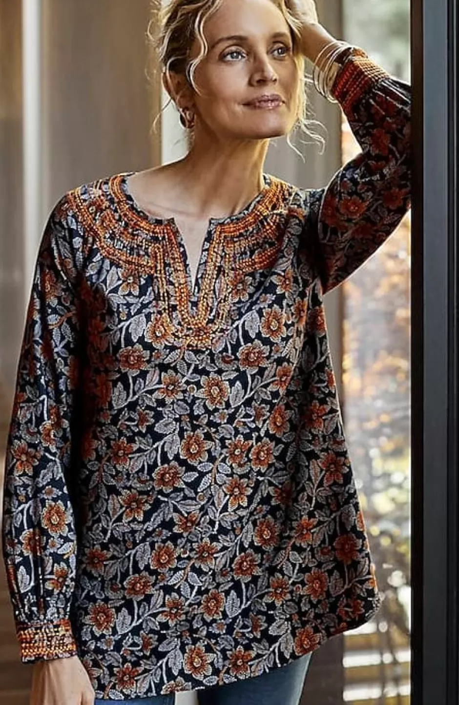 J.Jill Pure Jill Twill Embroidered Tunic | Jjill | Women Tunics